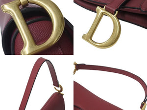新品同様 Christian Dior クリスチャンディオール サドルバッグ ワンショルダーバッグ 09-MA-1108 レザー ボルドー 中古 4b000760