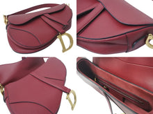Load image into Gallery viewer, 新品同様 Christian Dior クリスチャンディオール サドルバッグ ワンショルダーバッグ 09-MA-1108 レザー ボルドー 中古 4b000760