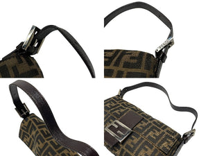 FENDI フェンディ マンマバケット ワンショルダーバッグ 26424 ズッカ柄 キャンバス レザー ブラウン シルバー金具 美品 中古 4b007609