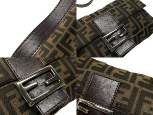 FENDI フェンディ マンマバケット ワンショルダーバッグ 26424 ズッカ柄 キャンバス レザー ブラウン シルバー金具 美品 中古 4b007609