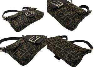 FENDI フェンディ マンマバケット ワンショルダーバッグ 26424 ズッカ柄 キャンバス レザー ブラウン シルバー金具 美品 中古 4b007609