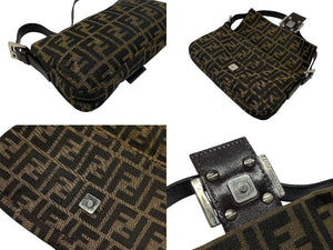 FENDI フェンディ マンマバケット ワンショルダーバッグ 26424 ズッカ柄 キャンバス レザー ブラウン シルバー金具 美品 中古 4b007609