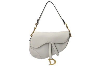Christian Dior クリスチャンディオール サドルバッグ ワンショルダーバッグ 19XMA-0178 レザー ホワイト 美品 中古 4b000761