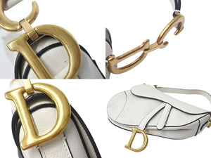 Christian Dior クリスチャンディオール サドルバッグ ワンショルダーバッグ 19XMA-0178 レザー ホワイト 美品 中古 4b000761