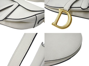 Christian Dior クリスチャンディオール サドルバッグ ワンショルダーバッグ 19XMA-0178 レザー ホワイト 美品 中古 4b000761