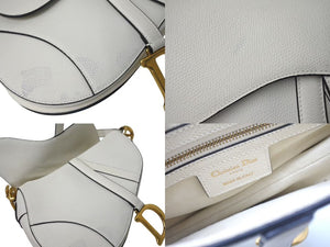 Christian Dior クリスチャンディオール サドルバッグ ワンショルダーバッグ 19XMA-0178 レザー ホワイト 美品 中古 4b000761