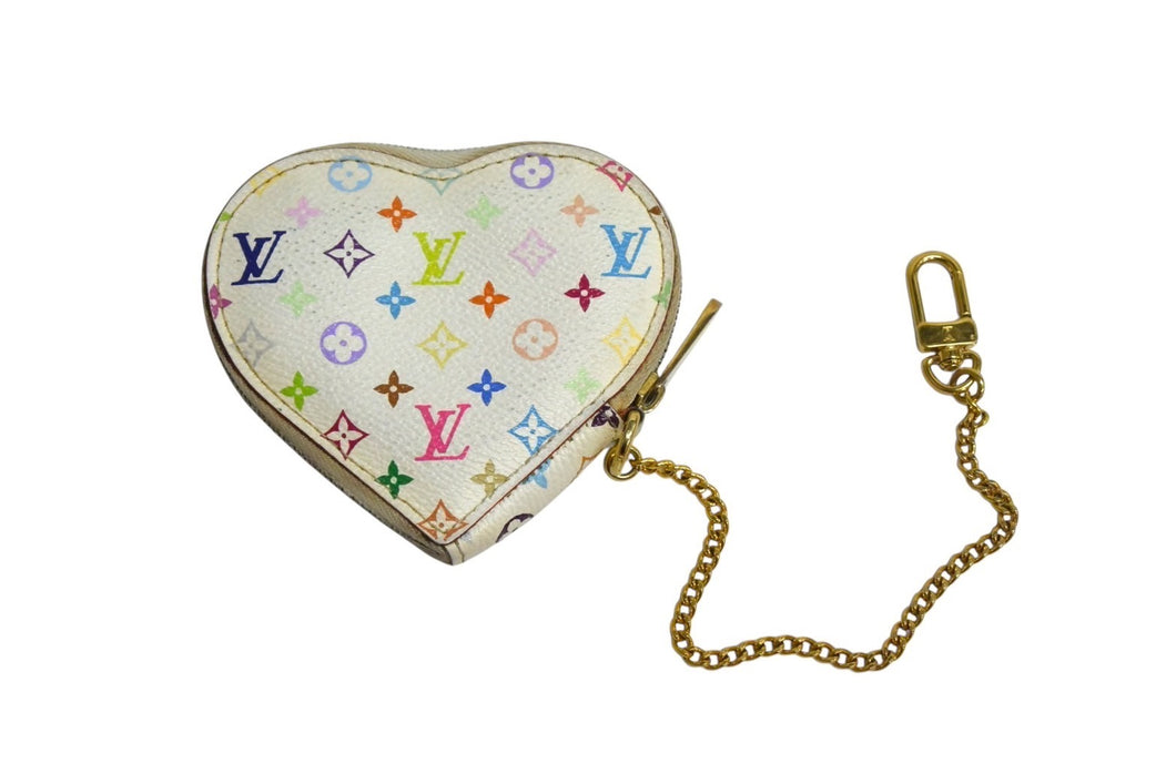 LOUIS VUITTON ルイヴィトン 村上隆 コインケース M60040 ポルトモネ クール ハート モノグラムマルチ ホワイト 美品 中古 4b000762
