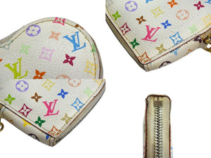 LOUIS VUITTON ルイヴィトン 村上隆 コインケース M60040 ポルトモネ クール ハート モノグラムマルチ ホワイト 美品 中古 4b000762