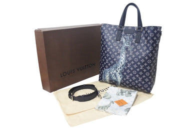新品未使用 LOUIS VUITTON ルイヴィトン アンクル 2WAYバッグ M54127 モノグラムサバンナ チャップマンブラザーズ キリン ネイビー 中古 4b000771