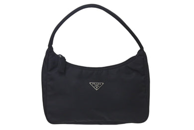 PRADA プラダ ホーボ ハンドバッグ ワンショルダーバッグ 三角ロゴプレート ブラック ナイロン 美品 中古 4b000773