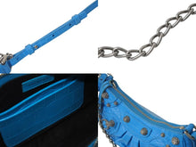 Load image into Gallery viewer, BALENCIAGA バレンシアガ Le Cagole Mini ミニ ショルダーバッグ ラインストーン ブルー カーフスキン 美品 中古 4b000775