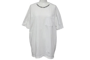 CHROME HEARTS クロムハーツ 半袖Ｔシャツ 新型ネックロゴプリント ホワイト コットン サイズL 美品 中古 4b000779 