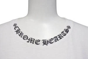 CHROME HEARTS クロムハーツ 半袖Ｔシャツ 新型ネックロゴプリント ホワイト コットン サイズL 美品 中古 4b000779 