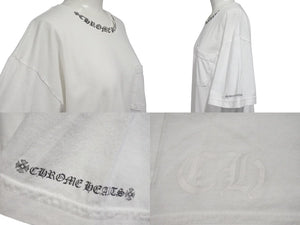 CHROME HEARTS クロムハーツ 半袖Ｔシャツ 新型ネックロゴプリント ホワイト コットン サイズL 美品 中古 4b000779 
