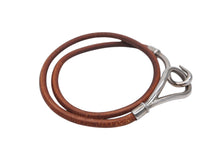 画像をギャラリービューアに読み込む, HERMES エルメス Jumbo H ジャンボチョーカー ネックレス 2連ブレスレット アクセサリー レザー ブラウン シルバー金具 美品 中古 4b007853