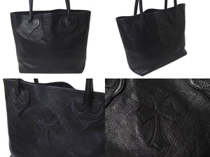 CHROME HEARTS クロムハーツ FS TOTE FSトートバッグ CHクロスレザーパッチ レザー シルバー925 ブラック 美品 中古 4b000788 