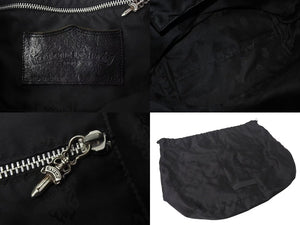 CHROME HEARTS クロムハーツ FS TOTE FSトートバッグ CHクロスレザーパッチ レザー シルバー925 ブラック 美品 中古 4b000788 