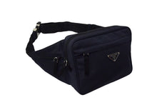 Load image into Gallery viewer, PRADA プラダ ウエストバッグ ショルダーバッグ トライアングルロゴ 2VL001 ナイロン ネイビー ブラック シルバー金具 美品 中古 4b000789
