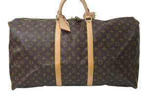 極美品 LOUIS VUITTON ルイヴィトン キーポル60 ボストンバッグ M41422 モノグラム PVC レザー ブラウン 中古 4b000794