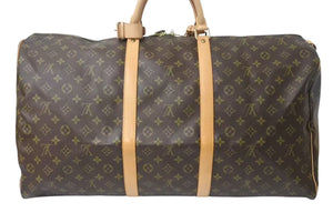 極美品 LOUIS VUITTON ルイヴィトン キーポル60 ボストンバッグ M41422 モノグラム PVC レザー ブラウン 中古 4b000794