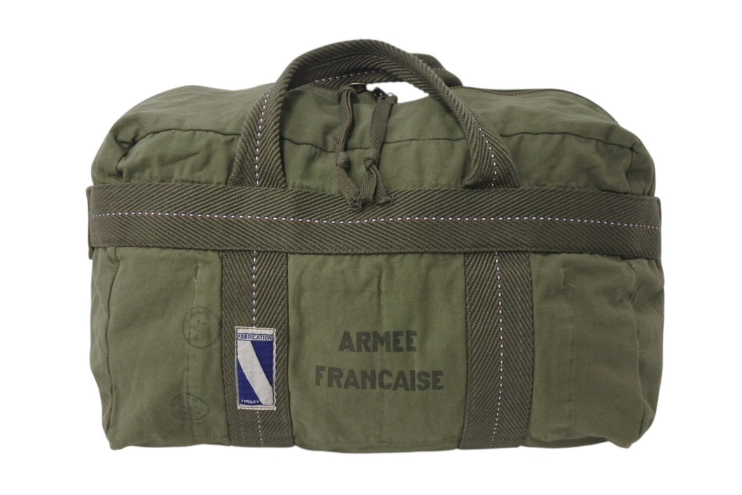 フランスタイプ パラシュートバッグ ミリタリーバッグ ハンドバッグ コットン カーキ ホワイト レッド 美品 中古 4b000805 