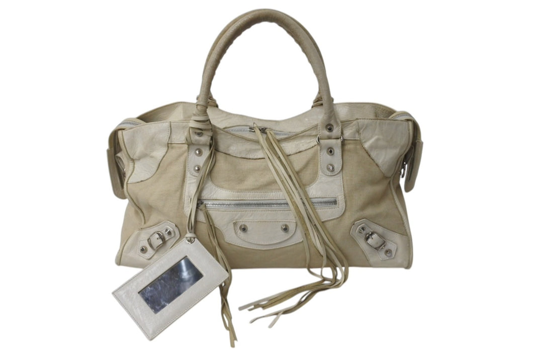 BALENCIAGA バレンシアガ パート タイム ハンドバッグ ショルダーバッグ 168028 クリーム レザー 良品 中古 4b000806