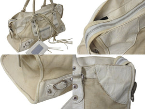 BALENCIAGA バレンシアガ パート タイム ハンドバッグ ショルダーバッグ 168028 クリーム レザー 良品 中古 4b000806