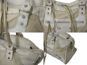 BALENCIAGA バレンシアガ パート タイム ハンドバッグ ショルダーバッグ 168028 クリーム レザー 良品 中古 4b000806