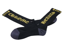 Load image into Gallery viewer, 新品未使用 CHROME HEARTS クロムハーツ CH Hairy Dagger ダガー ソックス 靴下 コットン ブラック イエロー サイズM 中古 4b000811