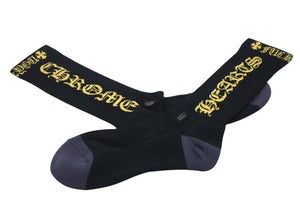 新品未使用 CHROME HEARTS クロムハーツ CH Hairy Dagger ダガー ソックス 靴下 コットン ブラック イエロー サイズM 中古 4b000811