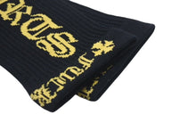 Load image into Gallery viewer, 新品未使用 CHROME HEARTS クロムハーツ CH Hairy Dagger ダガー ソックス 靴下 コットン ブラック イエロー サイズM 中古 4b000811