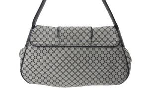 極美品 CELINE セリーヌ ワンショルダーバッグ CE00/34 マカダム柄 ブラック グレー キャンバス レザー シルバー金具 総柄 中古 4b000821