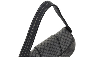 極美品 CELINE セリーヌ ワンショルダーバッグ CE00/34 マカダム柄 ブラック グレー キャンバス レザー シルバー金具 総柄 中古 4b000821