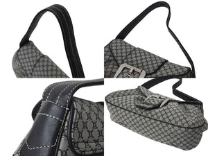 極美品 CELINE セリーヌ ワンショルダーバッグ CE00/34 マカダム柄 ブラック グレー キャンバス レザー シルバー金具 総柄 中古 4b000821