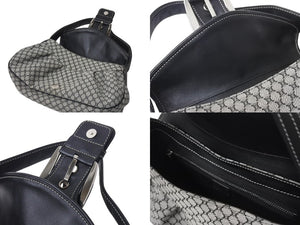 極美品 CELINE セリーヌ ワンショルダーバッグ CE00/34 マカダム柄 ブラック グレー キャンバス レザー シルバー金具 総柄 中古 4b000821