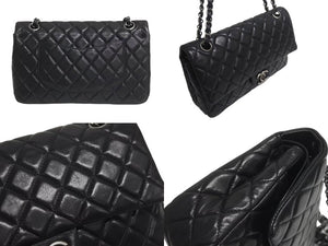 極美品 CHANEL シャネル マトラッセ25 Wフラップ Wチェーンショルダーバッグ 12番台 ラムスキン ココマーク マットシルバー金具 中古 4b000823