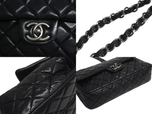 極美品 CHANEL シャネル マトラッセ25 Wフラップ Wチェーンショルダーバッグ 12番台 ラムスキン ココマーク マットシルバー金具 中古 4b000823