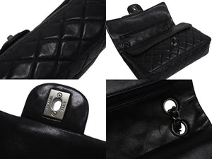 極美品 CHANEL シャネル マトラッセ25 Wフラップ Wチェーンショルダーバッグ 12番台 ラムスキン ココマーク マットシルバー金具 中古 4b000823