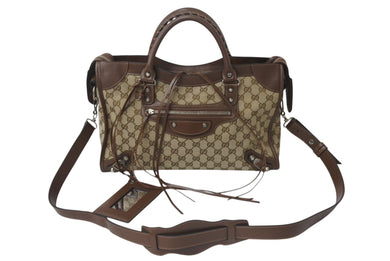 極美品 BALENCIAGA × GUCCI バレンシアガ × グッチ Neo Classic City bag シティ ハンドバッグ ショルダーバッグ 2WAY WS13181 レザー 中古 4b000836