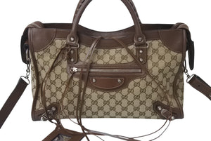 極美品 BALENCIAGA × GUCCI バレンシアガ × グッチ Neo Classic City bag シティ ハンドバッグ ショルダーバッグ 2WAY WS13181 レザー 中古 4b000836