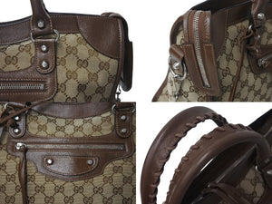 極美品 BALENCIAGA × GUCCI バレンシアガ × グッチ Neo Classic City bag シティ ハンドバッグ ショルダーバッグ 2WAY WS13181 レザー 中古 4b000836