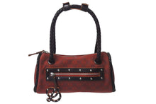 Load image into Gallery viewer, LOEWE ロエベ ハンドバッグ 290503 アナグラム柄 キャンバス レザー レッド ブラウン シルバー金具 美品 中古 4b000840