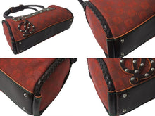 Load image into Gallery viewer, LOEWE ロエベ ハンドバッグ 290503 アナグラム柄 キャンバス レザー レッド ブラウン シルバー金具 美品 中古 4b000840