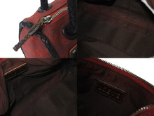 Load image into Gallery viewer, LOEWE ロエベ ハンドバッグ 290503 アナグラム柄 キャンバス レザー レッド ブラウン シルバー金具 美品 中古 4b000840