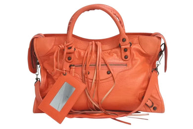 BALENCIAGA バレンシアガ ザ・シティ 2WAYバッグ ハンドバッグ オレンジ系 レザー 115748 良品 中古 4b000844