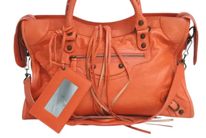 BALENCIAGA バレンシアガ ザ・シティ 2WAYバッグ ハンドバッグ オレンジ系 レザー 115748 良品 中古 4b000844