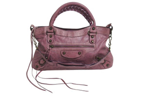 BALENCIAGA バレンシアガ ザ ファースト ハンドバッグ 2WAY ショルダーバッグ ワンショルダー パープル レザー 美品 中古 4b000845