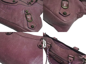 BALENCIAGA バレンシアガ ザ ファースト ハンドバッグ 2WAY ショルダーバッグ ワンショルダー パープル レザー 美品 中古 4b000845
