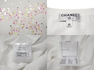 新品未使用 CHANEL シャネル 半袖Ｔシャツ ラージココマーク 花柄 P70446K10042 ホワイト コットン サイズ50 中古 4b000856