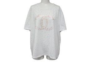 新品未使用 CHANEL シャネル 半袖Ｔシャツ ラージココマーク 花柄 P70446K10042 ホワイト コットン サイズ50 中古 4b000856
